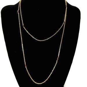 Long faceted garnet necklace, great for layering!